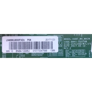 MAIN PARA SMART TV SAMSUNG / NUMERO DE PARTE BN94-12295J / BN41-02570B / BN9412295J / BN97-13536J / PANEL CY-SM065FLAVAH / MODELO UN65MU8000FXZA AB05	